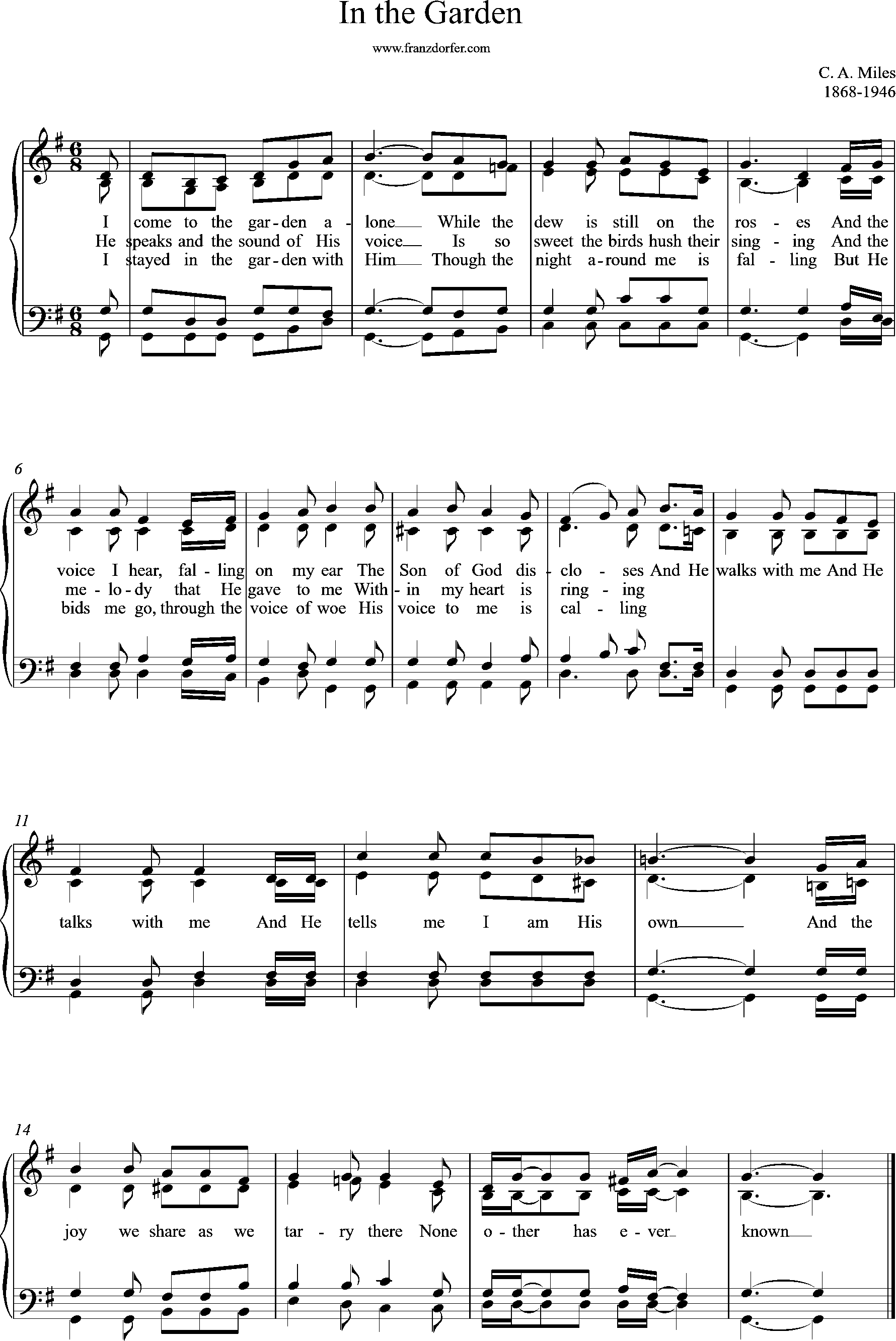 choir-, Organ-, sheetmusic, G-Major, in the garden